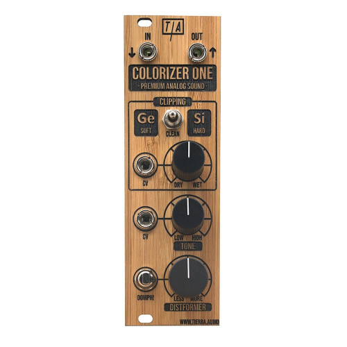 Front panel of the Tierra Audio Colorizer One Eurorack Distortion Module