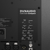 Rear panel closeup of the Dynaudio Core Compact Sub settings
