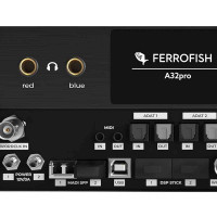 Closeup of Ferrofish A32pro dual headphone outputs