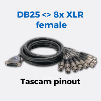 Ferrofish db25 to 8 x XLR female breakout cable (tascam pinout)