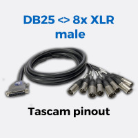 Ferrofish db25 to 8 x XLR male breakout cable (tascam pinout)