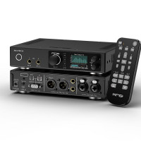 Perspective of the RME ADI-2 Pro EX with remote control