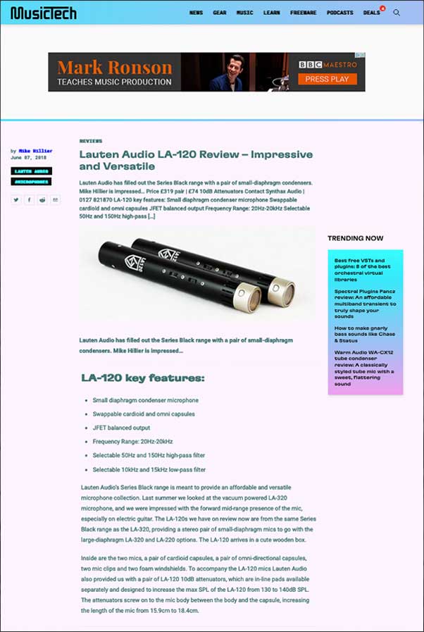 Lauten Audio LA-120 Review by MusicTech Magazine
