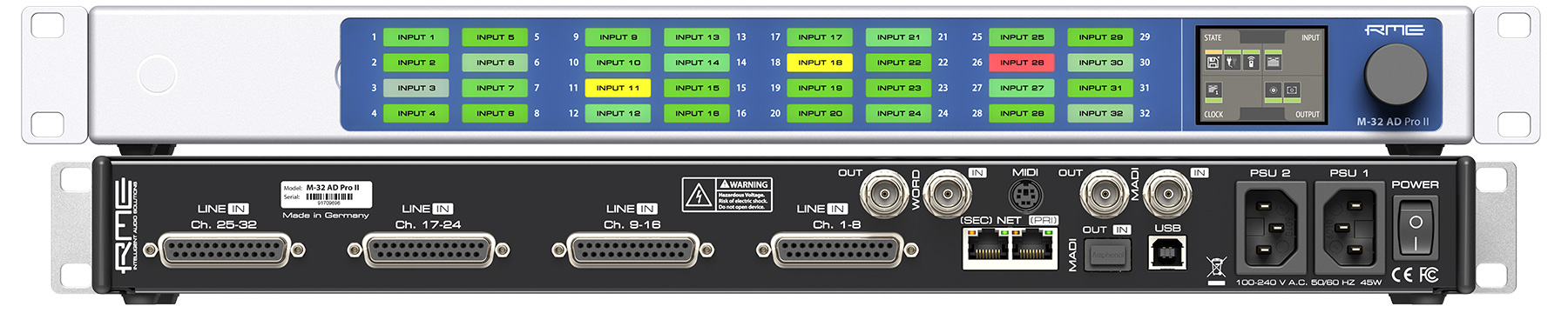 RME M-32 Pro AD II front and back panels