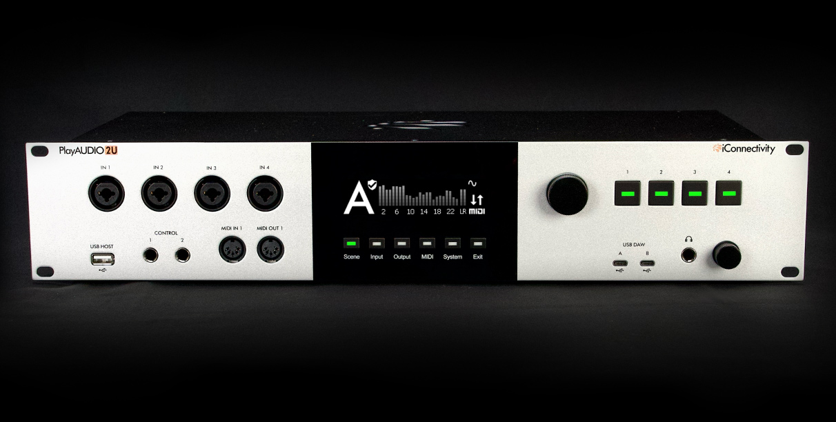 iConnectivity PlayAUDIO2U audio and MIDI interface on black background