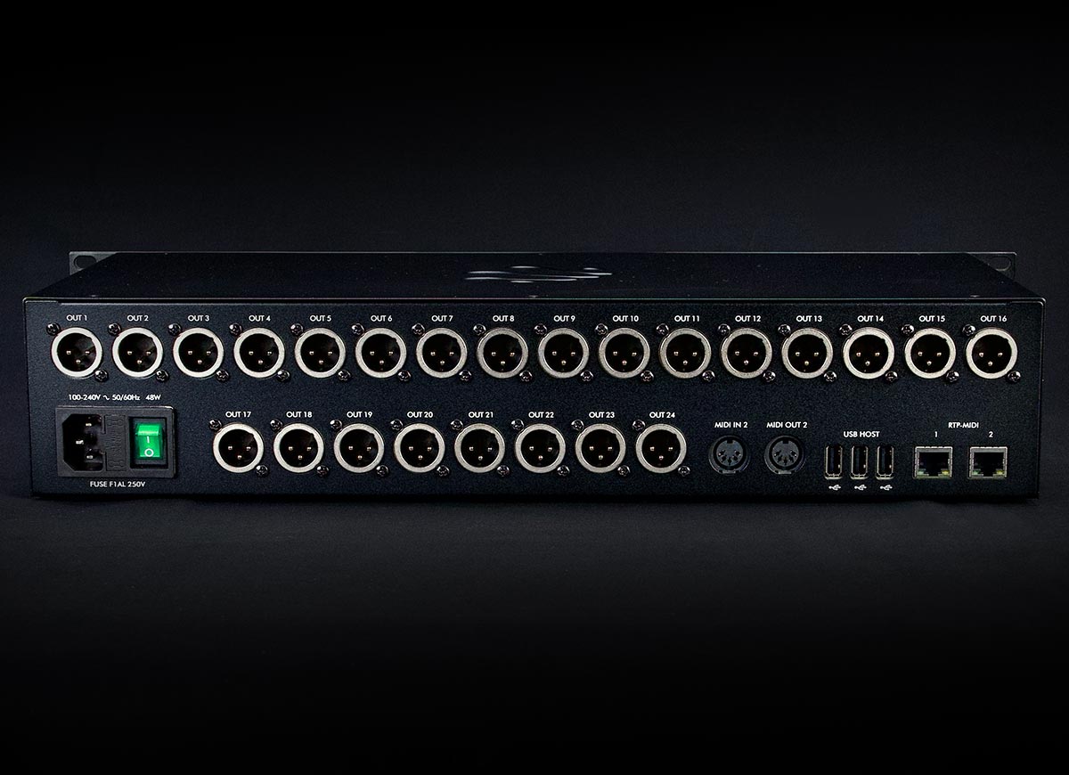 iConnectivity PlayAUDIO2U rear panel on black background