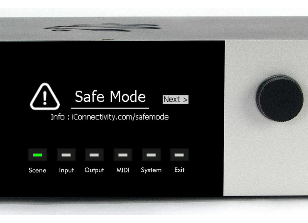 iConnectivity PlayAUDIO2U screen showing Safe Mode