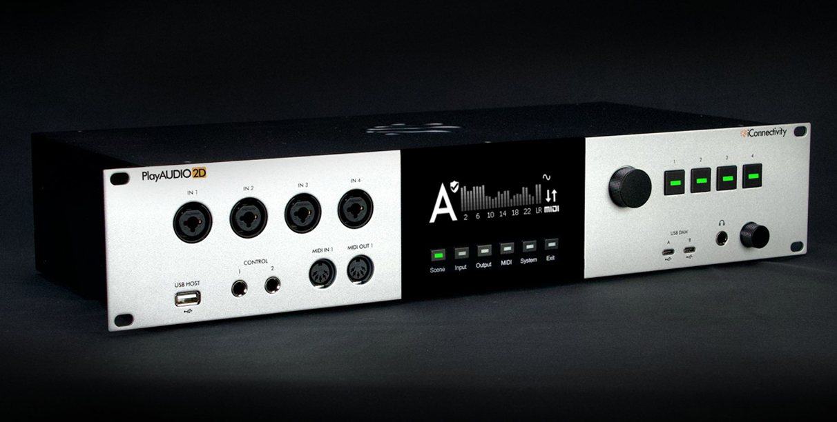 iConnectivity PlayAUDIO2D audio and MIDI interface on black background